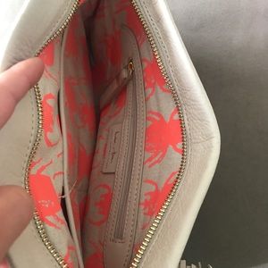 India Hicks Off White Leather Clutch